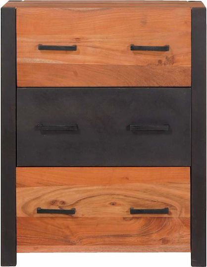 Chest of Drawers of Solid Wood Coffee 110x30x75cm
