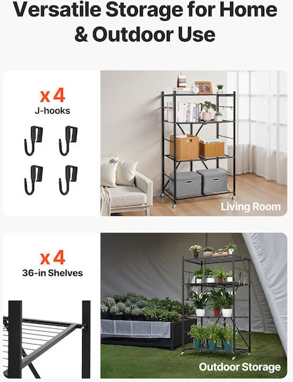 Vevor Metallic Kitchen Trolley Black