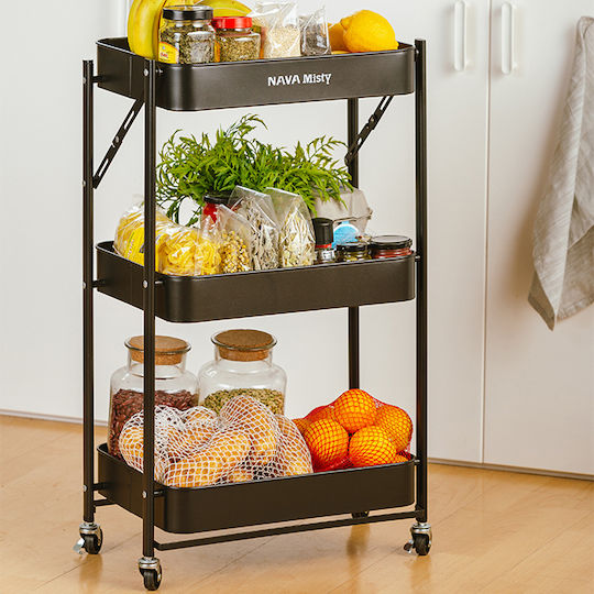 Nava Nava Metallisches Küchenregal Mit 3 Ebenen Schwarze 45x29x77cm