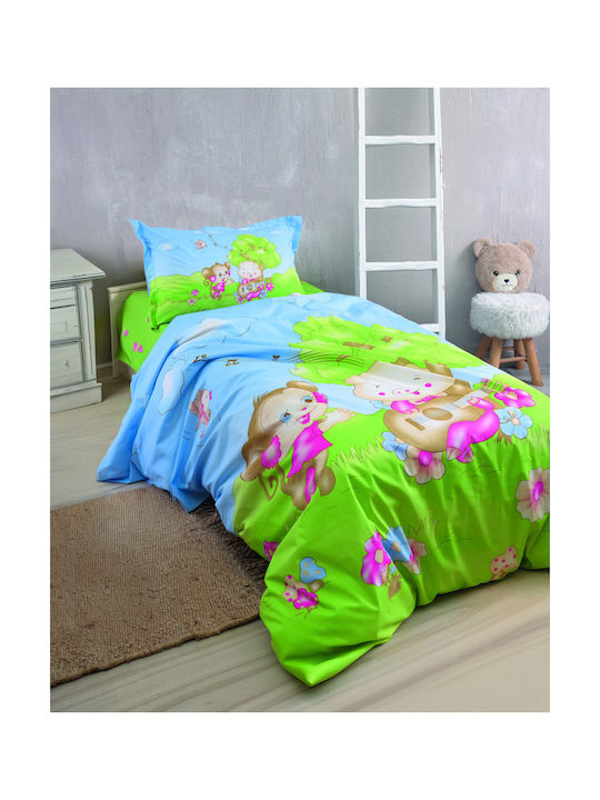 Rythmos Set Semi Dublu Chicaboo Albastru 160x260cm Rythmos Set Semi Dublu Chicaboo Albastru 160x260cm