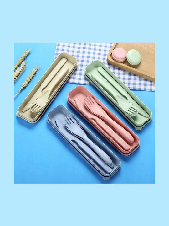 Set de tacâmuri cu husă albastră 3x22x6cm 4 piese