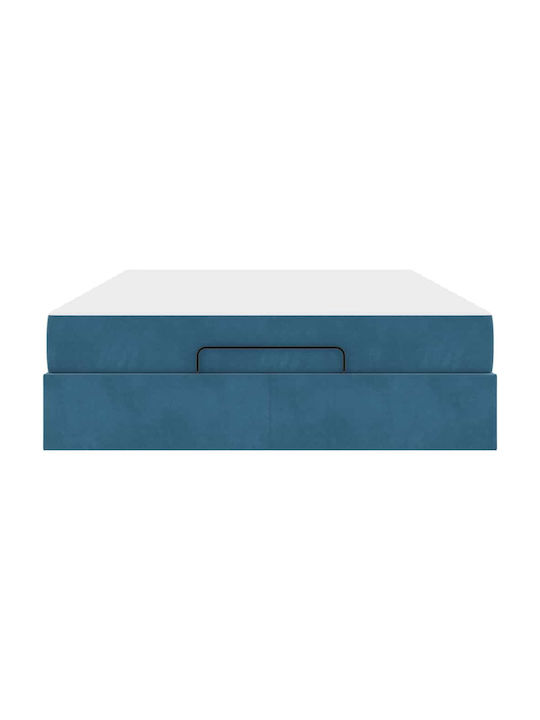 Doppelbett Mit Samt Blau Mit Matratze 160x200cm