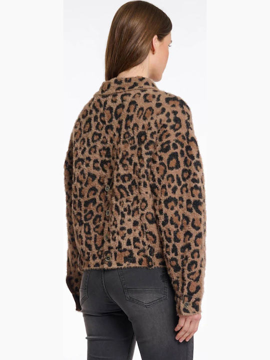 Κοντό Γυναικείο Μπουφάν για Χειμώνα Leopard