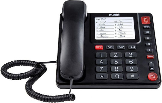 Fysic FX-3920 Ενσύρματο Τηλέφωνο Γραφείου για Ηλικιωμένους Μαύρο