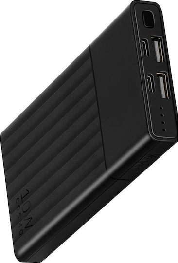 Yenkee YPB 1041 Power Bank 10000mAh 10W με 2 Θύρες USB-A και 2 Θύρες USB-C Μαύρο