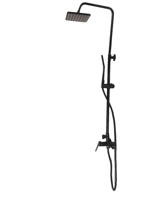 Shower Set Brass Construction 30 cm x 20 cm Top Spray Adjustable Height 80-100 cm Wall Mount Installation Single Handle