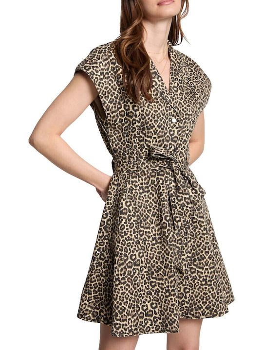 Sommer Mini Hemdkleid Braun