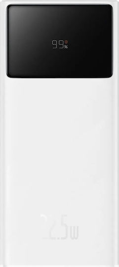 Baseus EnerFill FP41 Power Bank 30000mAh 22.5W cu 2 Porturi USB-A și Port USB-C Alb