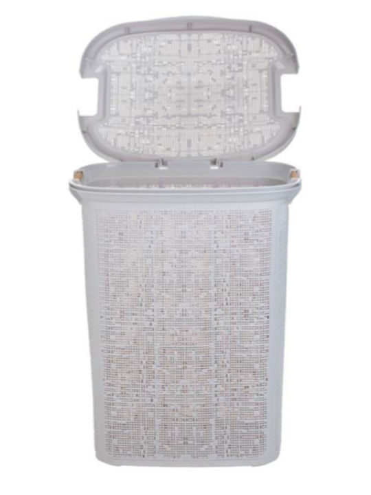 Plastic Laundry Basket with Cap 46x37x57.5cm Gray