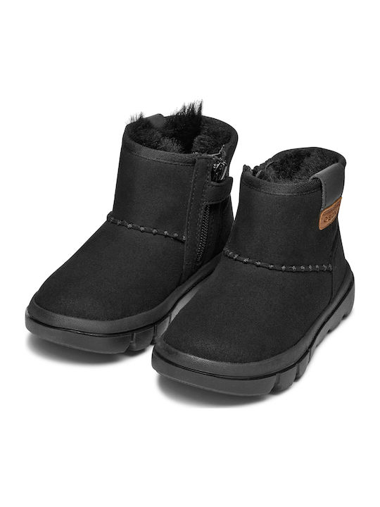 Willaboom Anatomical Suede Kids Snow Boots with Zipper Black