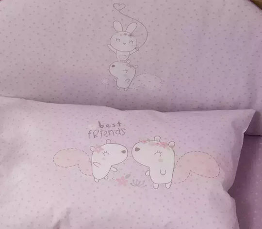 Nef-Nef Homeware Best Friends Crib Bumpers Classic for the Crib Rails Lilac 40cm