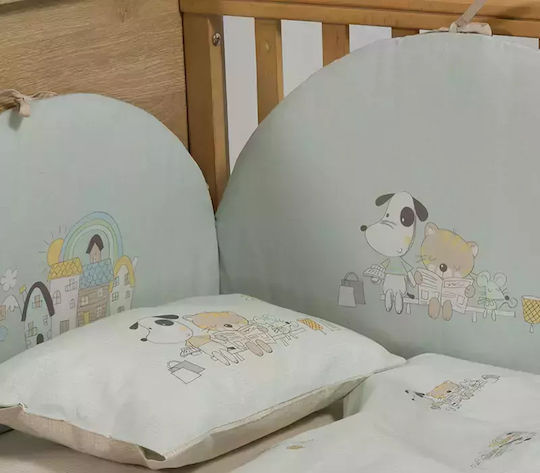 Nef-Nef Homeware Life In The City Crib Bumpers Classic for the Crib Rails Turquoise 40cm