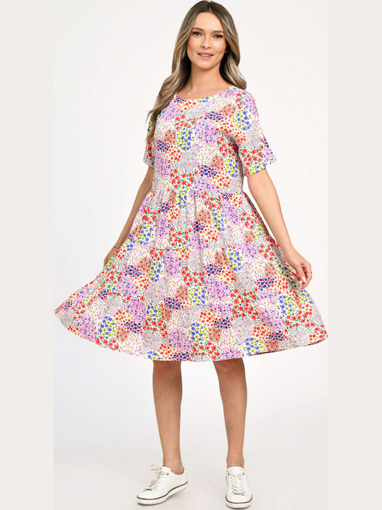 Summer Midi Dress with Ruffles Floral