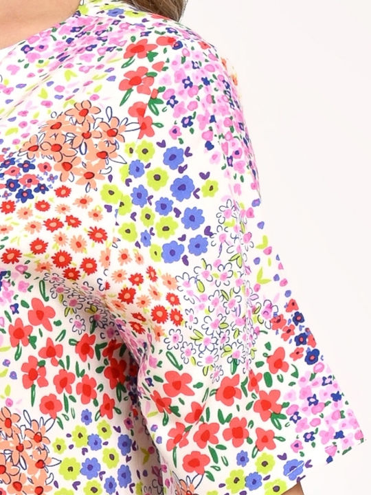 Summer Midi Dress with Ruffles Floral