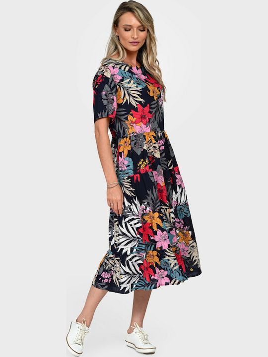 Sommer Midi Damenkleid Tropisch