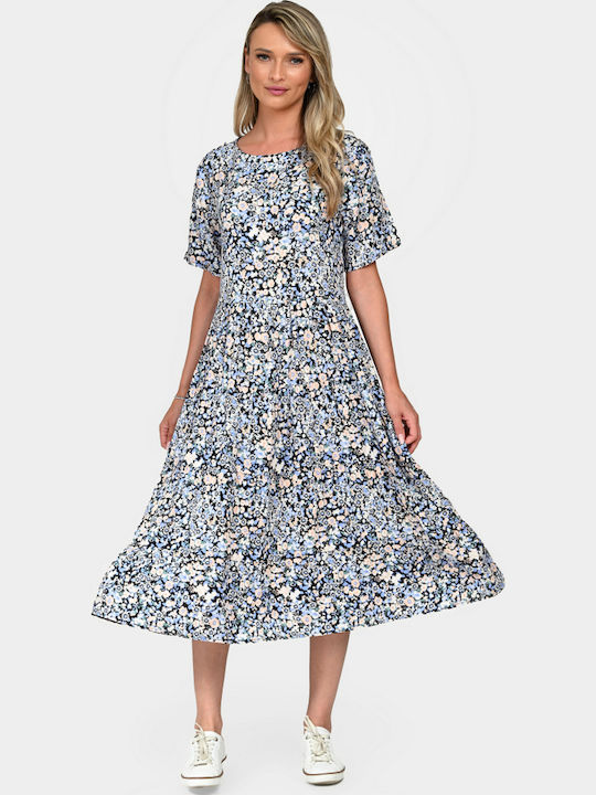 Mini Dress with Ruffle Blue