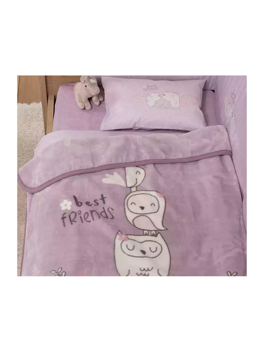 Nef-Nef Homeware Одеяло Детско легло Best Friends Велур Лилав 100x140см.