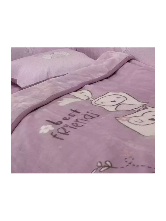 Nef-Nef Homeware Одеяло Детско легло Best Friends Велур Лилав 100x140см.
