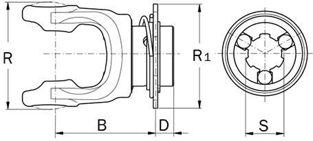 Fork Square of Constant Velocity Shaft 5730g3884 S6 27x100 1-3/4''z20 Bondioli & Pavesi
