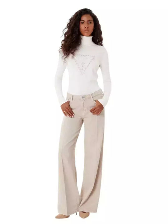 Women's Long Sleeve Turtleneck Sweater White