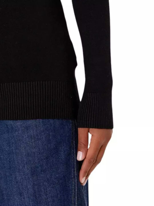 Damen Langärmeliges Rollkragenpullover Schwarz