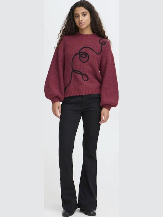 Damen Pullover Wolle Maroon