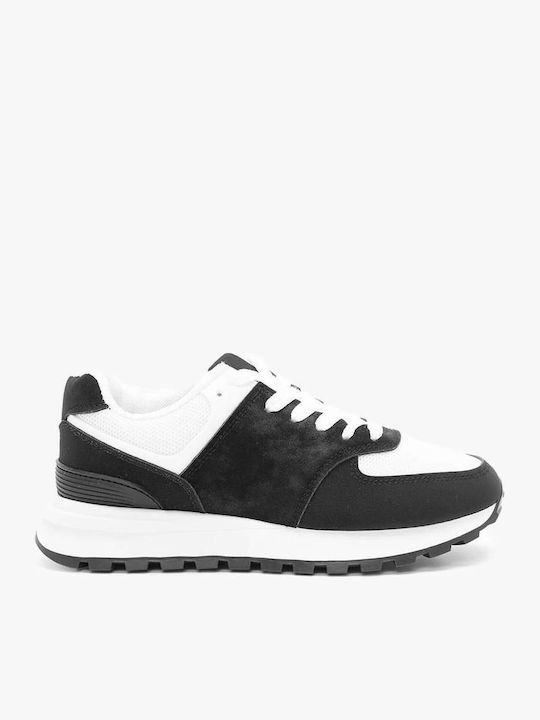 Μαύρα Sneakers Αντιθέσεις Χρωμάτων Κ Διάτρητο Σχέδιο
