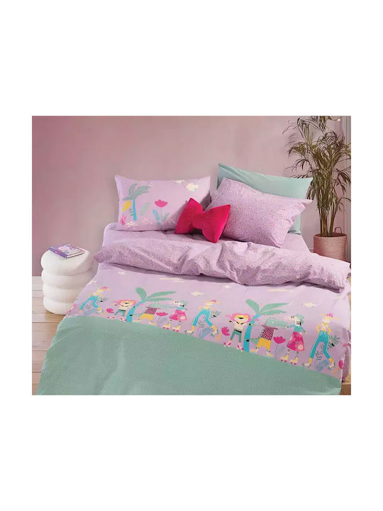 Nef-Nef Homeware Σετ Μονά Roller Friends Μωβ 170x260cm Nef-Nef Homeware Σετ Μονά Roller Friends Μωβ 170x260cm