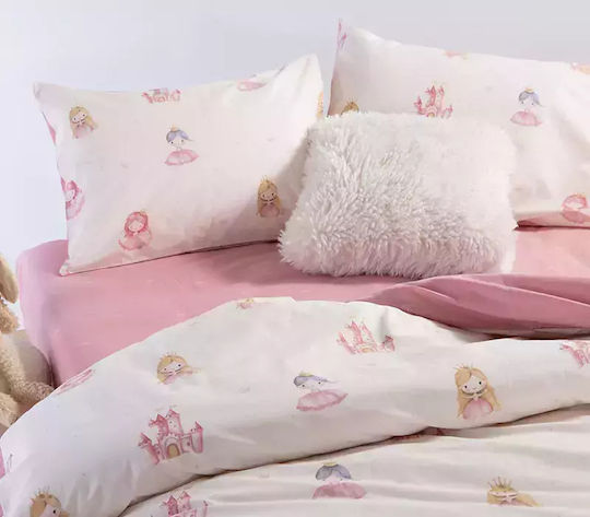 Nef-Nef Homeware Σετ Σεντόνια Μονά Βαμβακερά Our Princess Ροζ 170x260cm 3τμχ