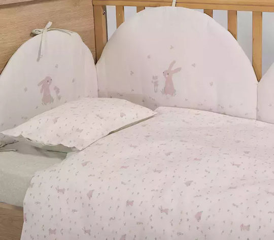 Nef-Nef Homeware Country Bunny Baby Sheets Set Crib Cotton Ecru 120x170cm