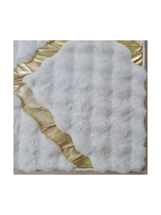 Saray Home Luxurius DSN05 Γούνινο 160x220cm Λευκό-χρυσό