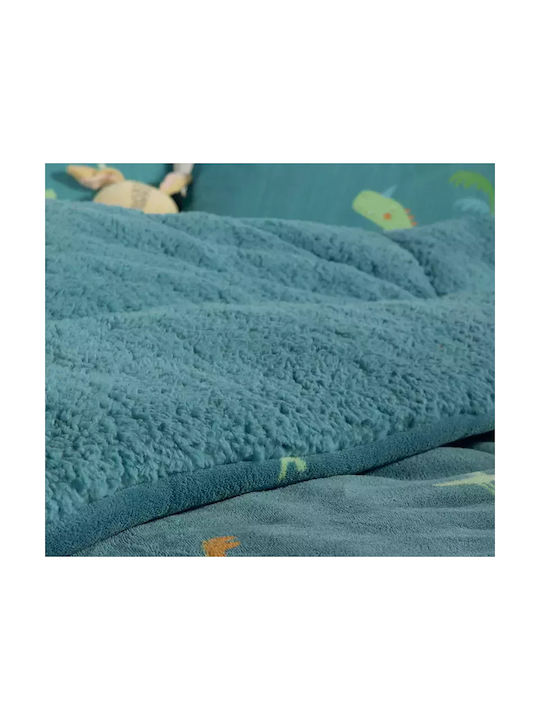 Nef-Nef Homeware Kids Duvet Cover Single Dinos On Wheels Blue 160x220cm