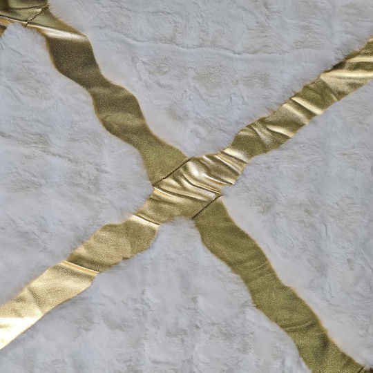 Saray Home Luxurius DSN05 Килим Правоъгълена Furry White-Gold
