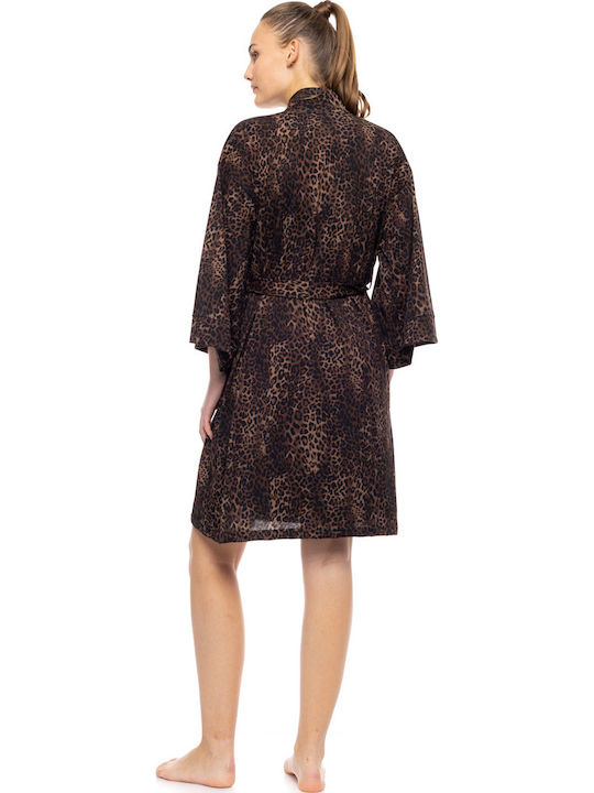 Pink Label Winter Women's Cotton Robe Leopard