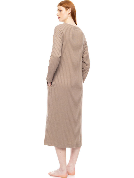 Pink Label Winter Women's Nightdress Sand