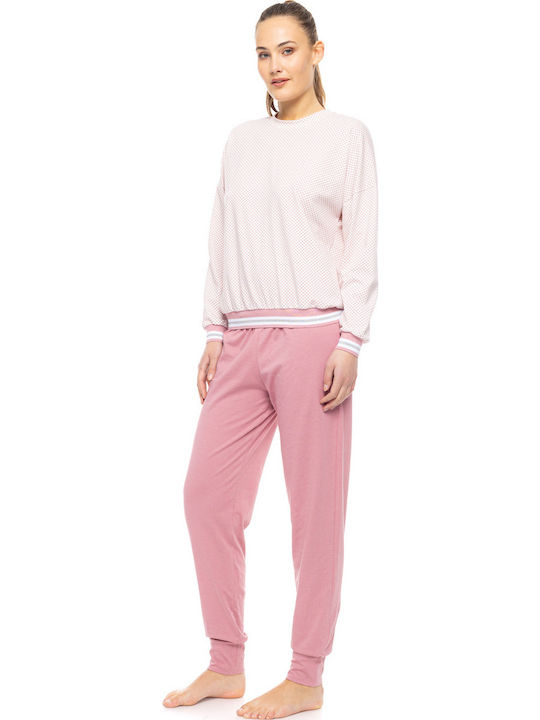 Pink Label Χειμερινό Γυναικείο Σετ Πιτζάμας Βαμβακερό Petit Rose Pink Label Χειμερινό Γυναικείο Σετ Πιτζάμας Βαμβακερό Petit Rose