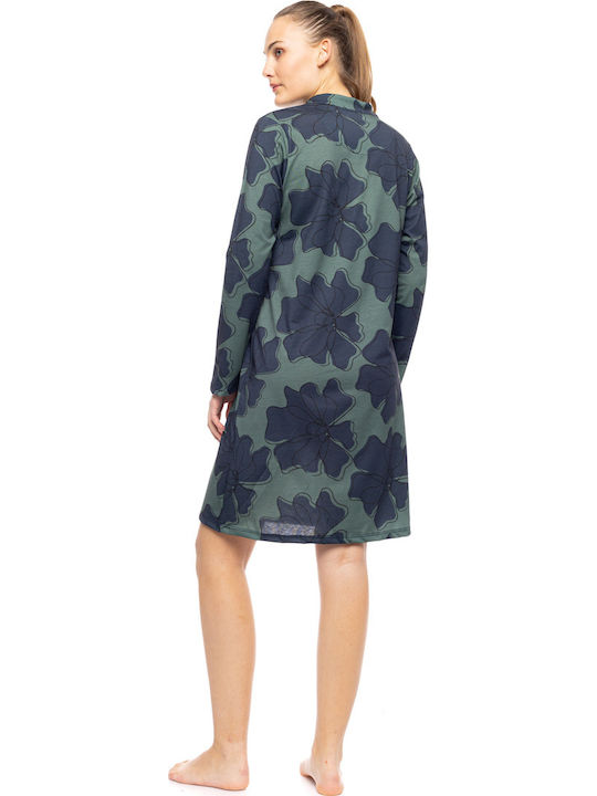 Pink Label Winter Cotton Women's Nightgown Forest Bloom