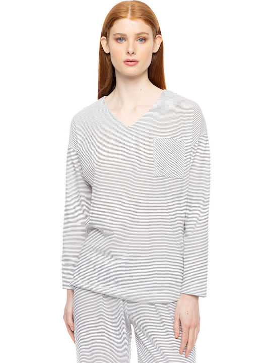 Pink Label Winter Women's Cotton Pajama Set Cloud White