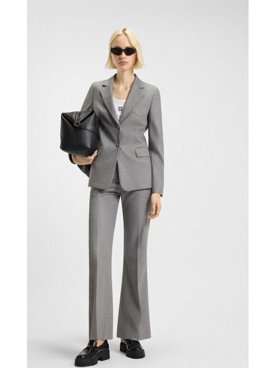 Hezane Damen Stoff Hose Gray