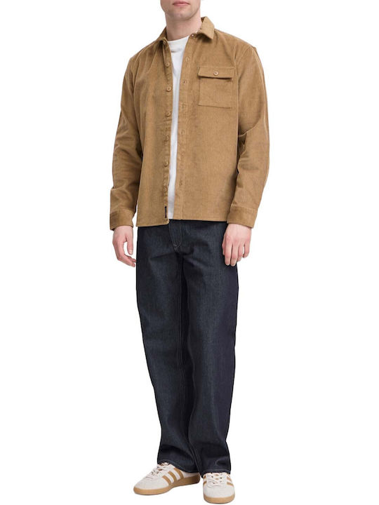 Long Sleeve Corduroy Overshirt in Regular Fit Beige