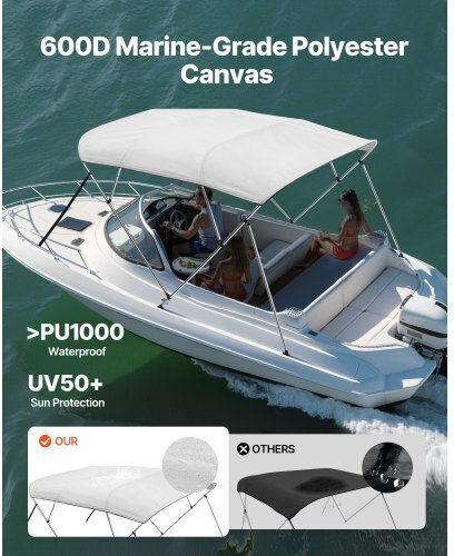 Vevor Τέντα Σκάφους Αλουμινίου Μ600xΠ600εκ. Γκρι Χρώμα