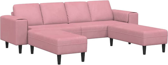 Living Room Furniture Set Couch & Stool Pink