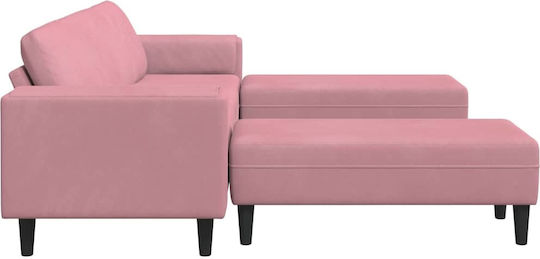 Living Room Furniture Set Couch & Stool Pink