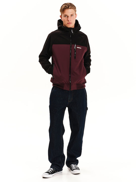 Raglan Bonded Winter Bomber Jacket Waterproof and Windproof Burgundy