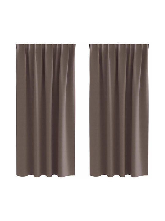 vidaXL Set Curtains Blackout Window with Pencil Pleat Brown 140x175cm