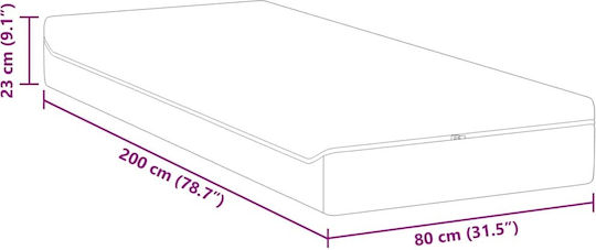 vidaXL Единичен Анатомичен Матрак 80x200x23см