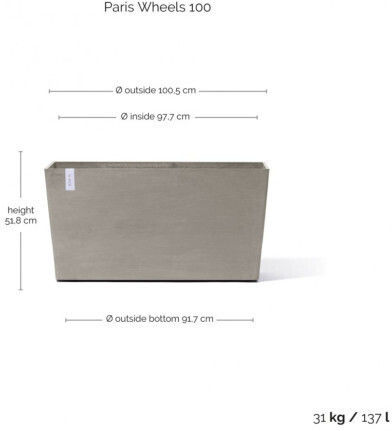 Ecopots Paris Planter Box Taupe 100x40x50cm.