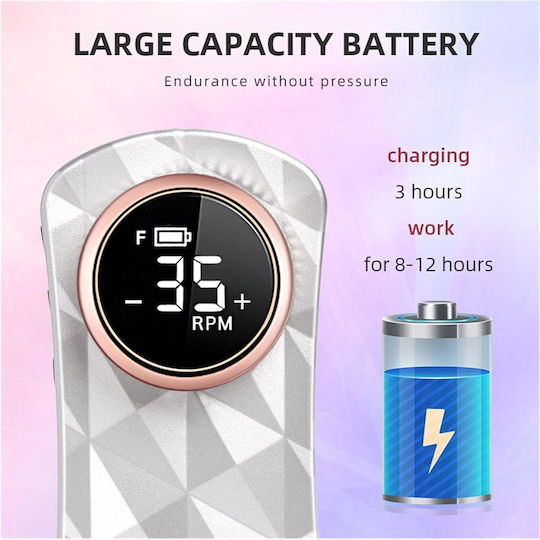 Portable Nail Drill Battery 12W White with 35000 Rotations per Minute