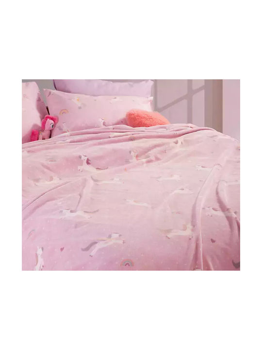 Nef-Nef Homeware Blanket Fleece Unicorns Style Lilac 160x220cm