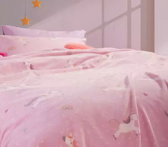 Nef-Nef Homeware Κουβέρτα Fleece Unicorns Style Lilac 160x220εκ.